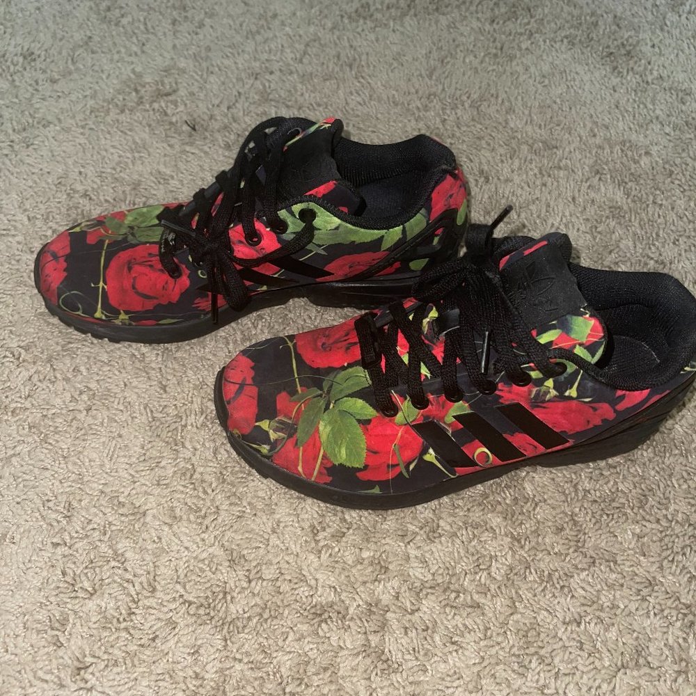 Womens Adidas Torsion Red Rose Printed Sneakers